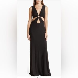 Love By Design Black Ring-Front Cutout Maxi Dress